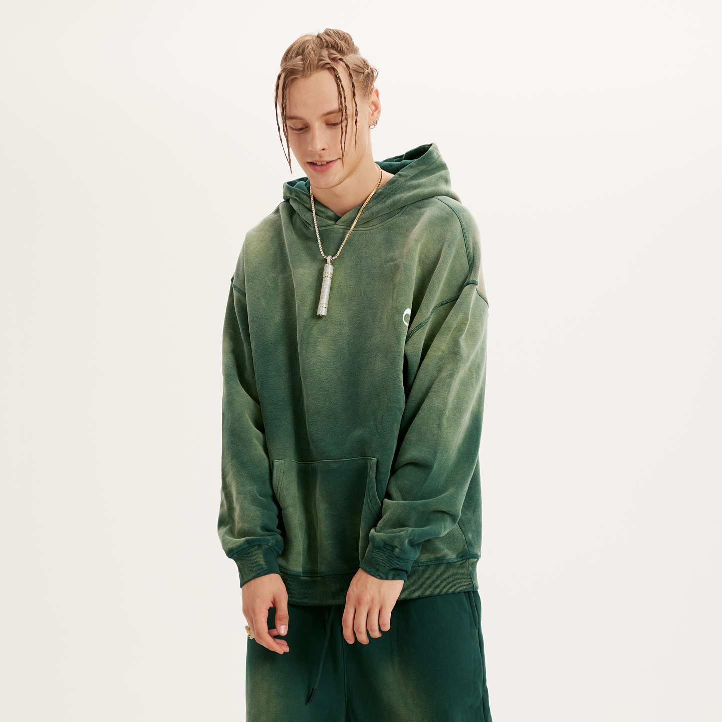 GREEN WASHY HOODIE
